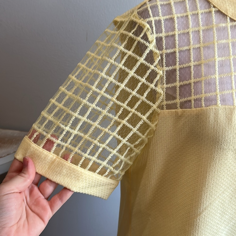 [WAREHOUSE] Yellow Mesh Overlay Dress - Size 12 - Picture 2 of 5